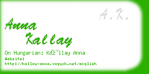 anna kallay business card